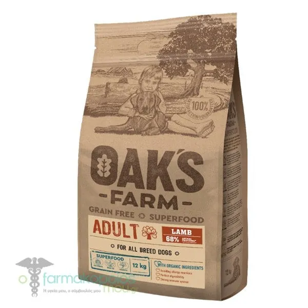 Oak's Farm Adult Complete Food for Dogs of All Breeds with Lamb, 12kg