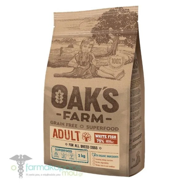 Oak's Farm Adult Complete Food for Adult Dogs of All Breeds with White Fish, 2kg
