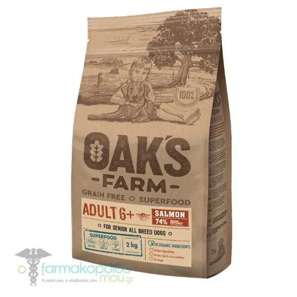 Oak's Farm Adult 6+ Complete Food for Dogs of All Breeds with Salmon, 2kg