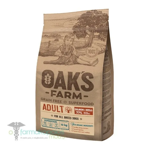 Oak's Farm Adult Complete Food for Dogs of All Breeds with Salmon & Krill, 12kg