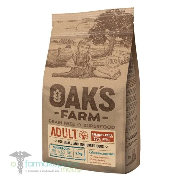 Oak's Farm Adult Complete Food for Small & Very Small Dogs with Salmon & Krill, 2kg