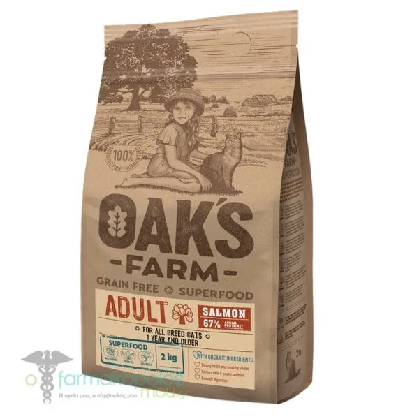 Oak's Farm Grain Free Superfood Cat Adult Salmon, 2kg