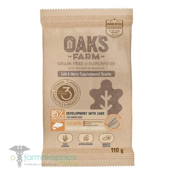 Oak's Farm Grain Free Superfood Development With Care for Junior Dogs Salmon Green Tea Extract & Goji Berries, 110g