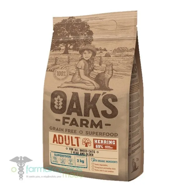Oak's Farm Grain Free Superfood Cat Adult Herring, 2kg