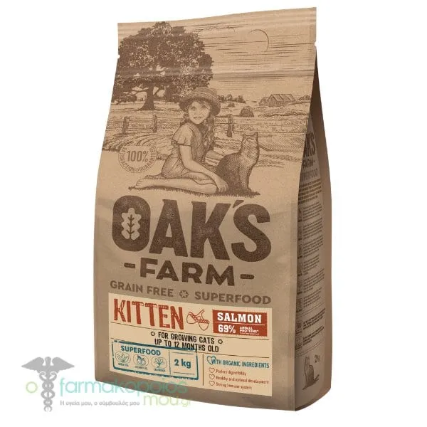 Oak's Farm Grain Free Superfood Kitten Salmon, 2kg