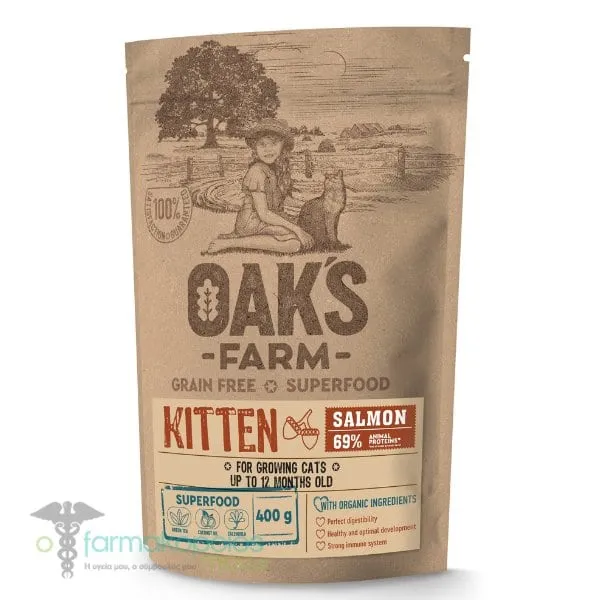 Oak's Farm Grain Free Superfood Kitten Salmon, 400g