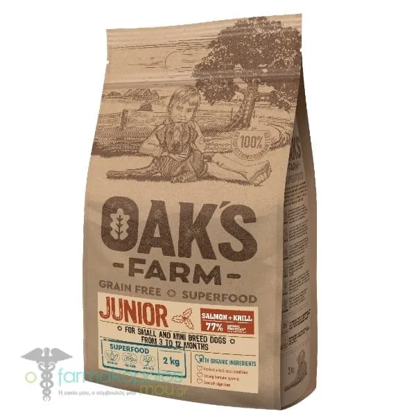 Oak's Farm Junior Complete Food for Small Puppies & Very Small Breeds with Salmon & Krill, 2kg