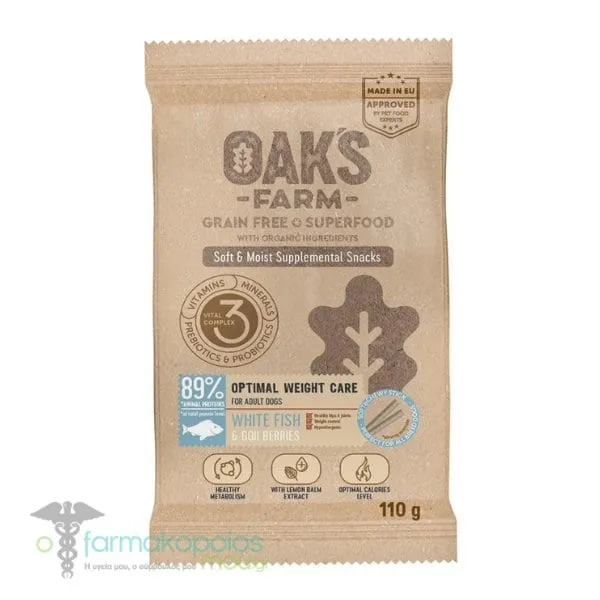 Oak's Farm Grain Free Superfood Optimal Weight Care for Adult Dogs White Fish & Goji Berries, 110g