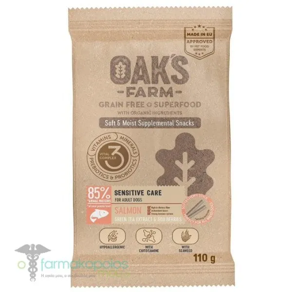 Oak's Farm Grain Free Superfood Sensitive Care for Adult Dogs Salmon Green Tea Extract & Goji Berries, 110g