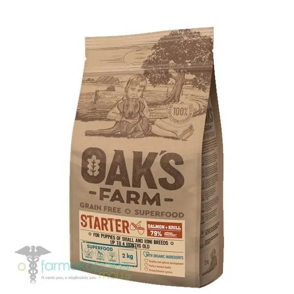 Oak's Farm Starter Complete Food for Small Puppies & Very Small Breeds with Salmon & Krill, 2kg