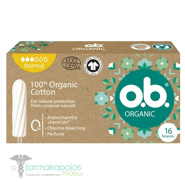 OB Organic Normal Ταμπόν για Μέτρια/ Μεγάλη Ροή, 16τεμ