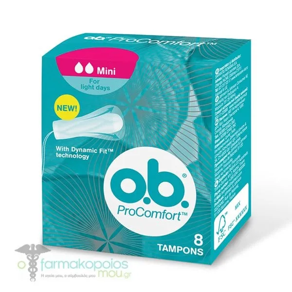 OB ProComfort Mini Ταμπόν Ελαφριάς Ροής, 8τεμ