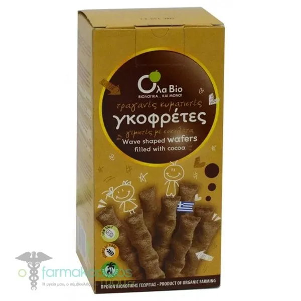 Ola Bio Wafers Filled with Chocolate (Pourakia), 140gr