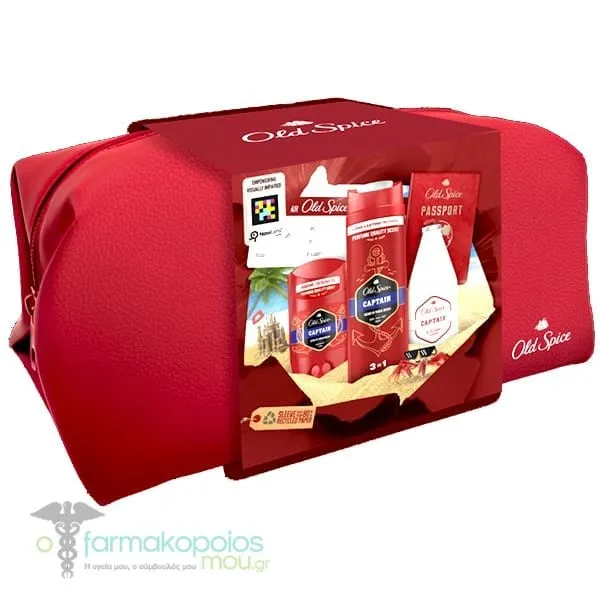 Old Spice XMas Captain Promo Body / Hair / Face Wash 3 in 1, 250ml, After Shave Lotion, 100ml, Deodorant Stick, 50ml & Beauty Pouch, 1set