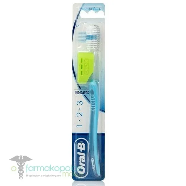 Oral-B Indicator 1-2-3 Toothbrush Medium 40mm, 1pc - Γαλάζιο