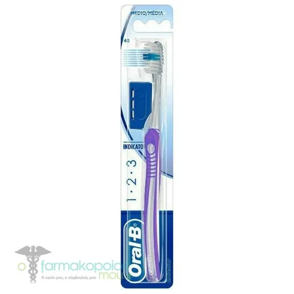 Oral-B Indicator 1-2-3 Toothbrush Medium 40mm, 1pc - Μώβ