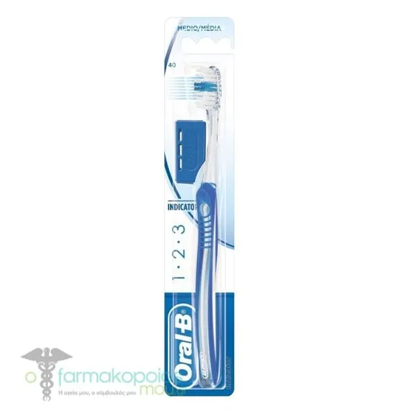 Oral-B Indicator 1-2-3 Toothbrush Medium 40mm, 1pc - Μπλέ