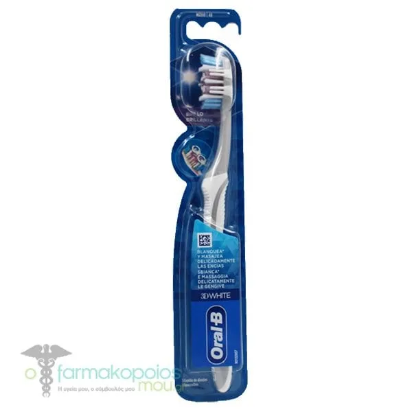 Oral-B 3D White Brilliance Toothbrush Medium 40mm, 1pc - Γκρί