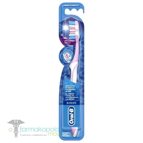 Oral-B 3D White Brilliance Toothbrush Medium 40mm, 1pc - Ρόζ
