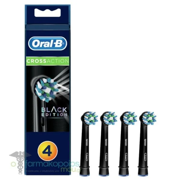 Oral-B Cross Action Black Edition Replacement Brush Heads, 4pcs