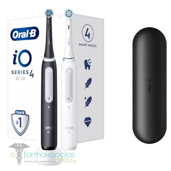 Oral-B iO Series 4 Rechargeable Electric Toothbrushes Duo Mat Black & White, 2pcs