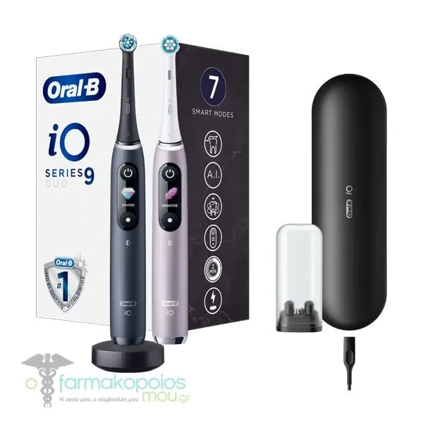 Oral-B iO Series 9 Duo Electric Toothbrush Black & Rose Quartz, 2pcs