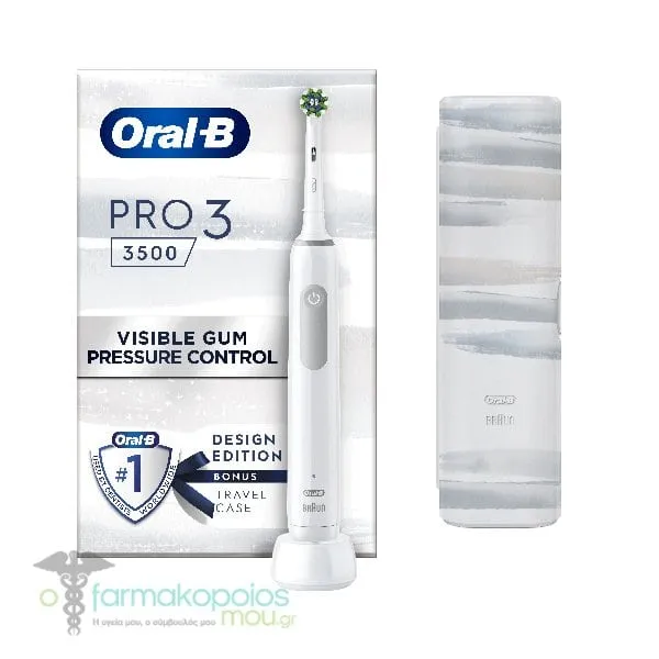 Oral-B Pro 3 3500 White Design Edition Rechargeable Electric Toothbrush with Travel Case, 1pc