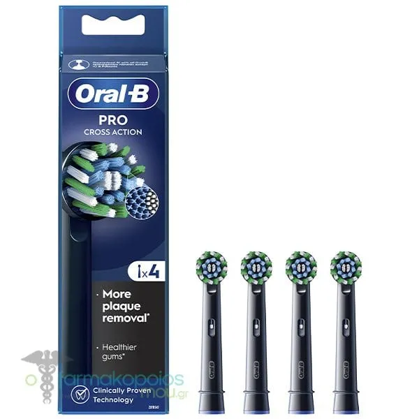 Oral-B Pro Cross Action Ανταλλακτικές Κεφαλές Bουρτσίσματος Μαύρες, 4τεμ