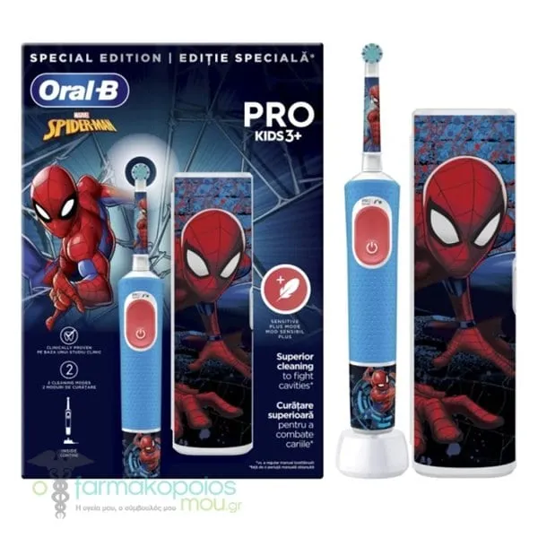Oral-B Pro Kids Electric Toothbrush Spider-Man with Travel Case 3Y+, 1pc