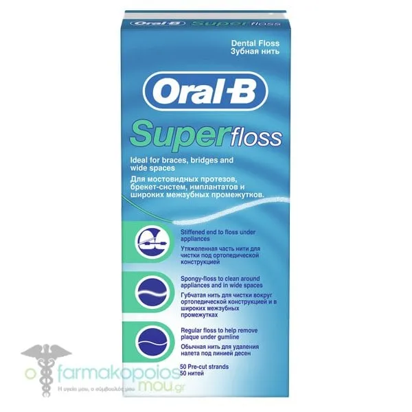 Oral-B Super Floss Waxed, 50 strands