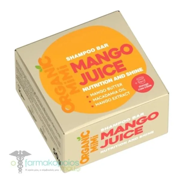 Organic Mimi Mango Juice Στέρεο Σαμπουάν για Ενυδάτωση &amp; Λάμψη, 50g