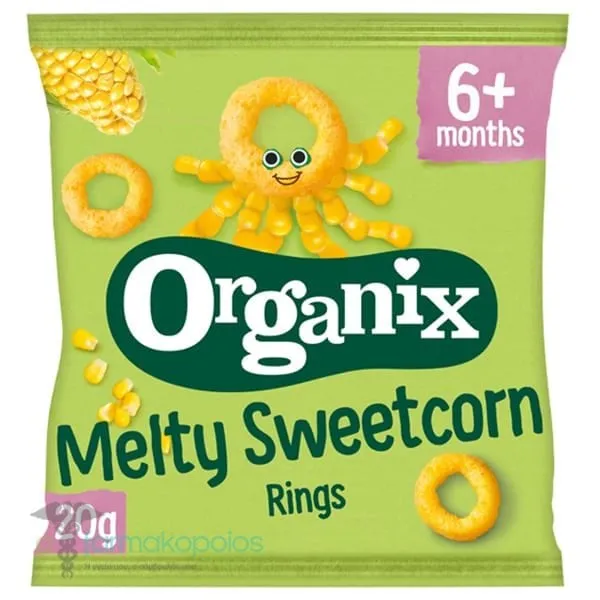 Organix Bio Snack Δαχτυλίδια Καλαμποκιού για 6m+, 20g