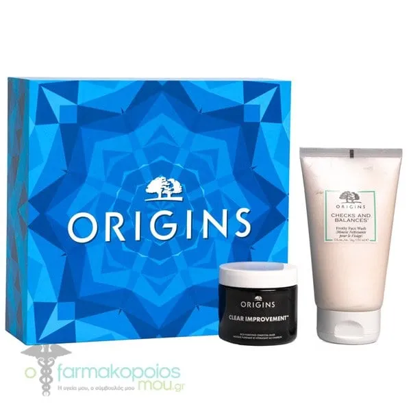 Origins Mix & Match Detox Set with Checks And Balances Frothy Face Wash, 150ml & Clear Improvement Soft Purifying Charcoal Mask, 75ml, 1set