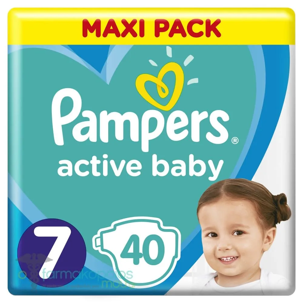Pampers Active Baby Maxi Pack No7 (15+kg) Diapers, 40pcs