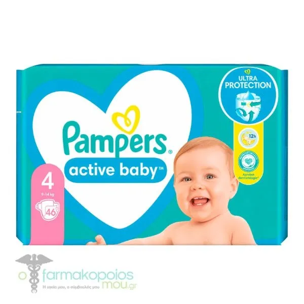 Pampers Active Baby No.4 (9-14kg) Diapers, 46pcs