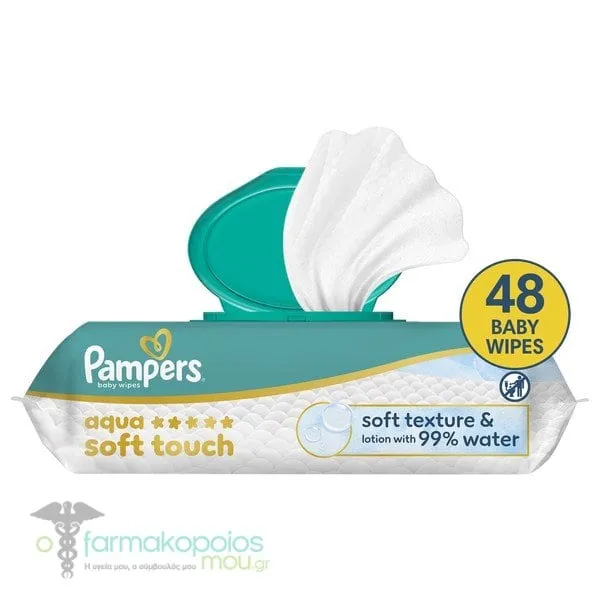 Pampers Aqua Soft Touch Μωρομάντηλα, 48τεμ