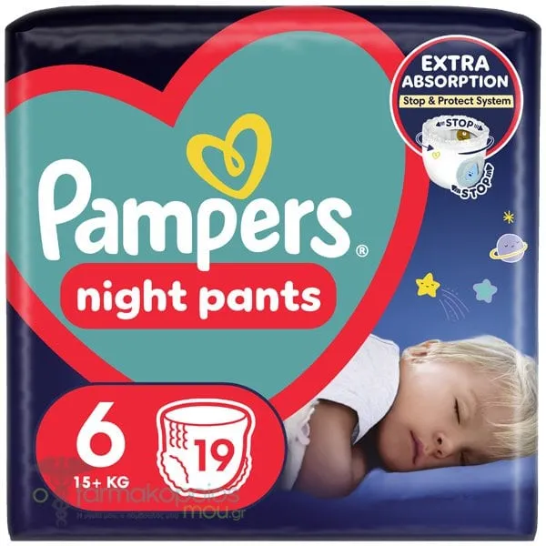 Pampers Night Pants No.6 (15kg+) Πάνες Βρακάκι Νυκτός, 19τεμ
