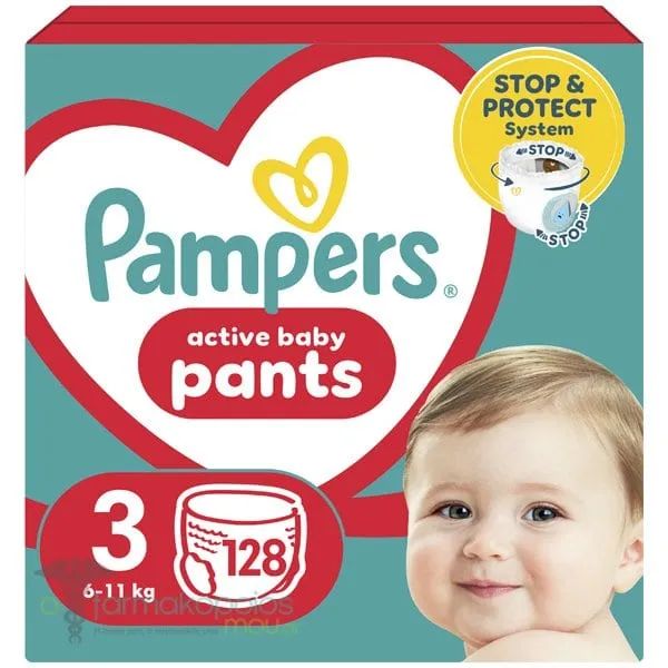 Pampers Pants No.3 (6-11kg) Πάνες Βρακάκι, 128τεμ
