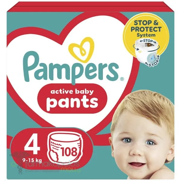 Pampers Pants No.4 (9-15kg) Πάνες Βρακάκι, 108τεμ