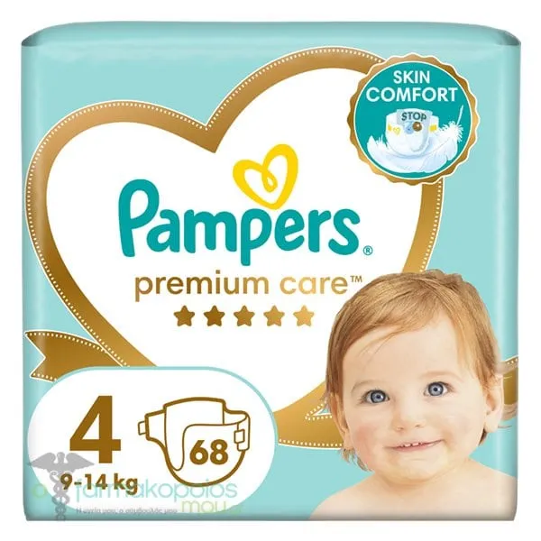 Pampers Premium Care Diapers Size 4 (9kg-14kg), 68pcs