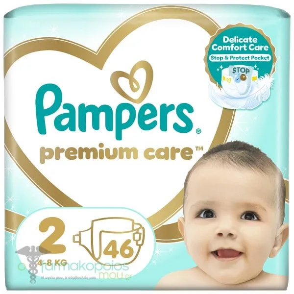 Pampers Premium Care No.2 (4-8kg) Βρεφικές Πάνες, 46τεμ