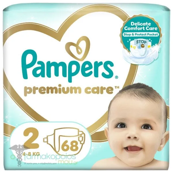 Pampers Premium Care No.2 (4-8kg) Βρεφικές Πάνες, 68τεμ