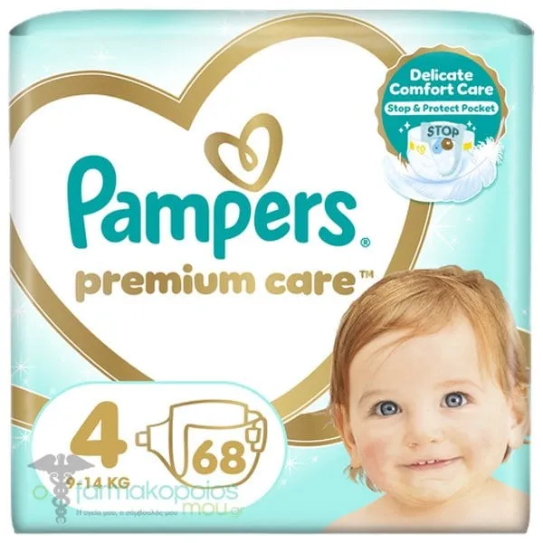 Pampers Premium Care No.4 (9-14kg) Βρεφικές Πάνες, 68τεμ