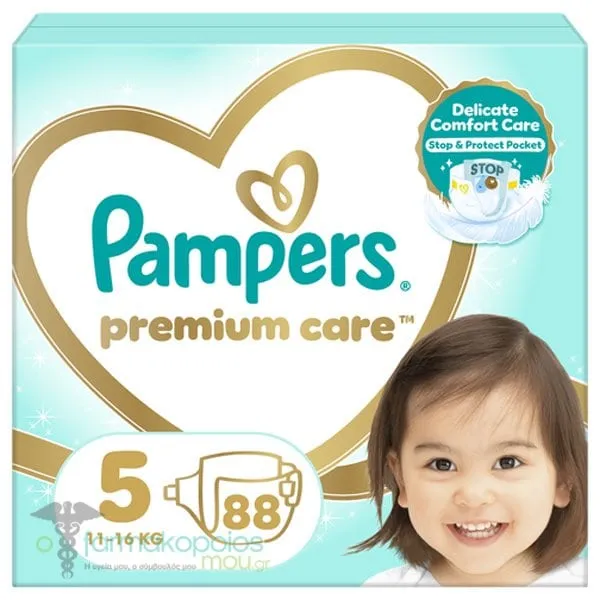 Pampers Premium Care No.5 (11-16kg) Βρεφικές Πάνες, 88τεμ