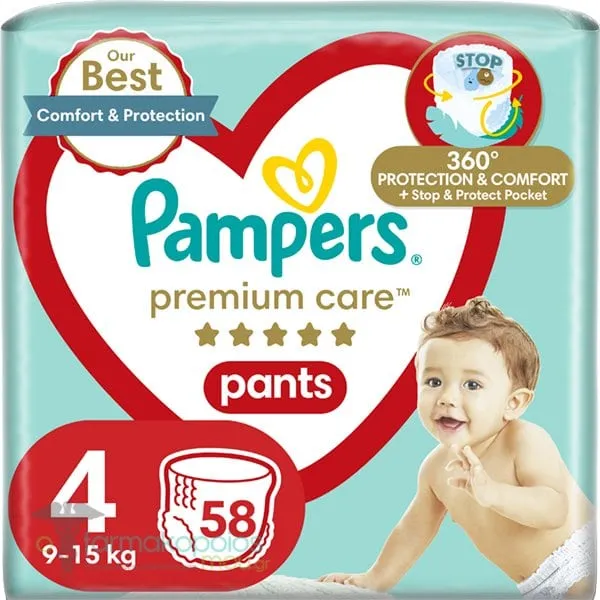 Pampers Premium Care Pants No.4 (9-15kg), 58pcs