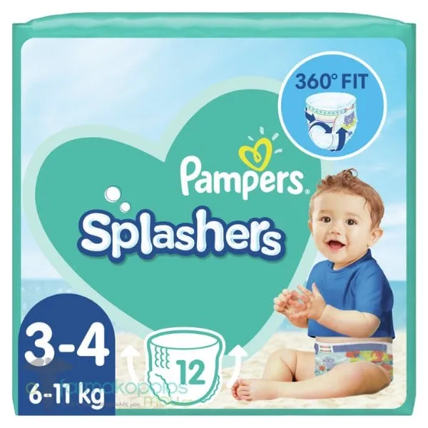 Pampers Splashers Size 3-4 (6-11kg) Disposable Swim Pants, 12pcs