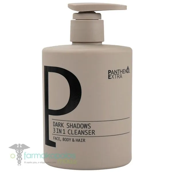 Panthenol Extra Dark Shadows 3in1 Ανδρικό Καθαριστικό για Πρόσωπο, Σώμα &amp; Μαλλιά, 500ml