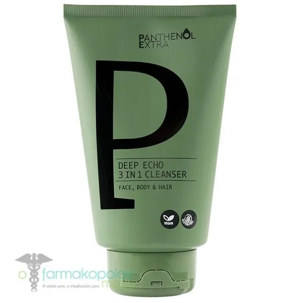 Panthenol Extra Deep Echo 3in1 Cleanser Ανδρικό Αφρόλουτρο &amp; Σαμπουάν για Πρόσωπο, Σώμα &amp; Μαλλιά, 200ml