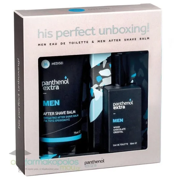 Panthenol Extra Promo His Perfect Unboxing Men Eau De Toilette Wood/Chocolate/Oriental Ανδρικό Άρωμα, 50ml & Δώρο Men After Shave Balm Βάλσαμο για μετά το Ξύρισμα, 75ml