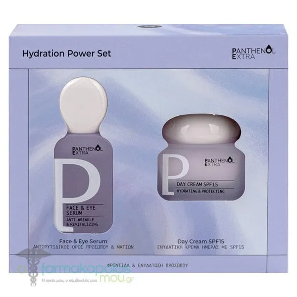 Panthenol Extra Promo Hydration Power Set Ορός Προσώπου &amp; Ματιών, 30ml &amp; Κρέμα Ημέρας SPF15, 50ml , 1σετ